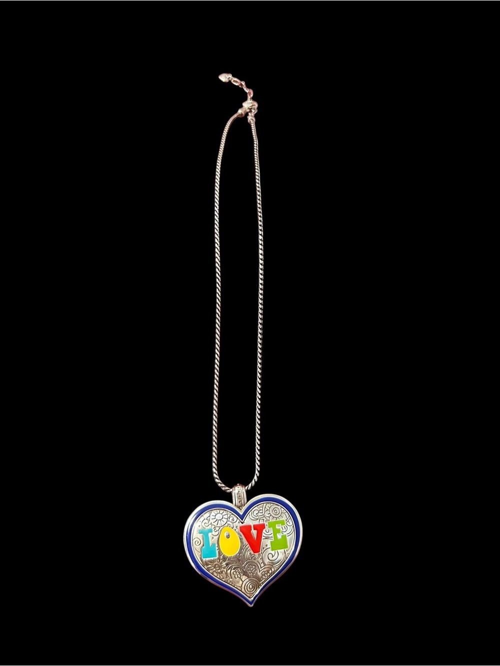 Brighton Silver plated Heart Pendant Necklace with Colorful 'LOVE' Detail